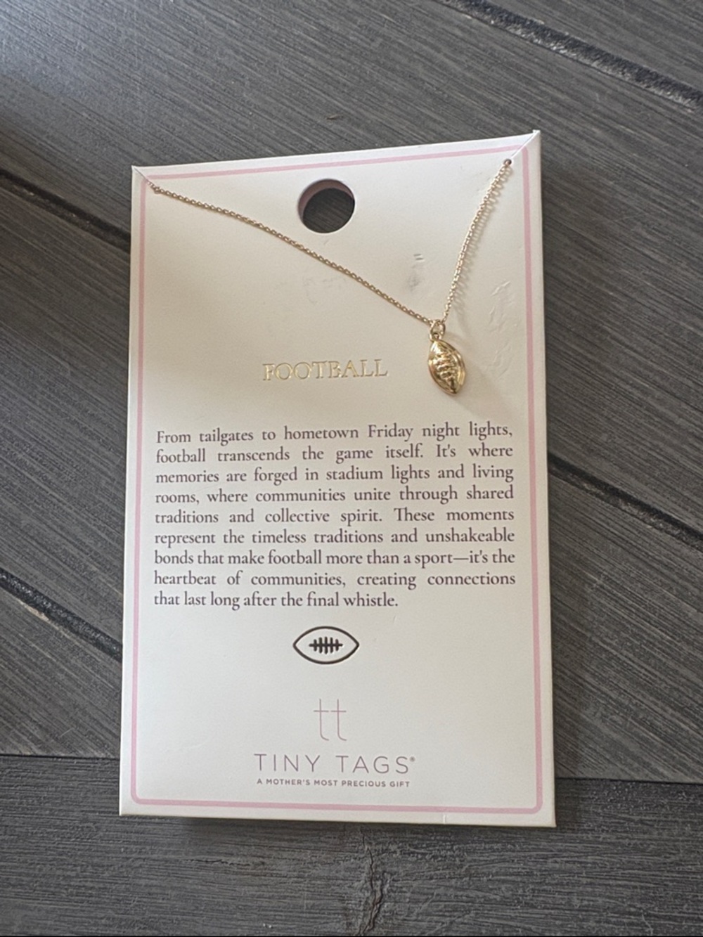 Tiny Tags Gold Football Pendant Necklace 16” - Football Mom Gift - NWT